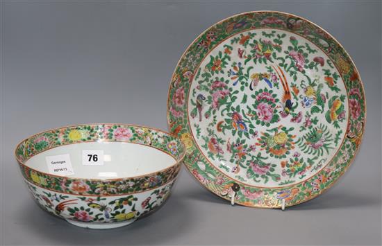 A Cantonese export famille rose bowl and stand diameter 27cm